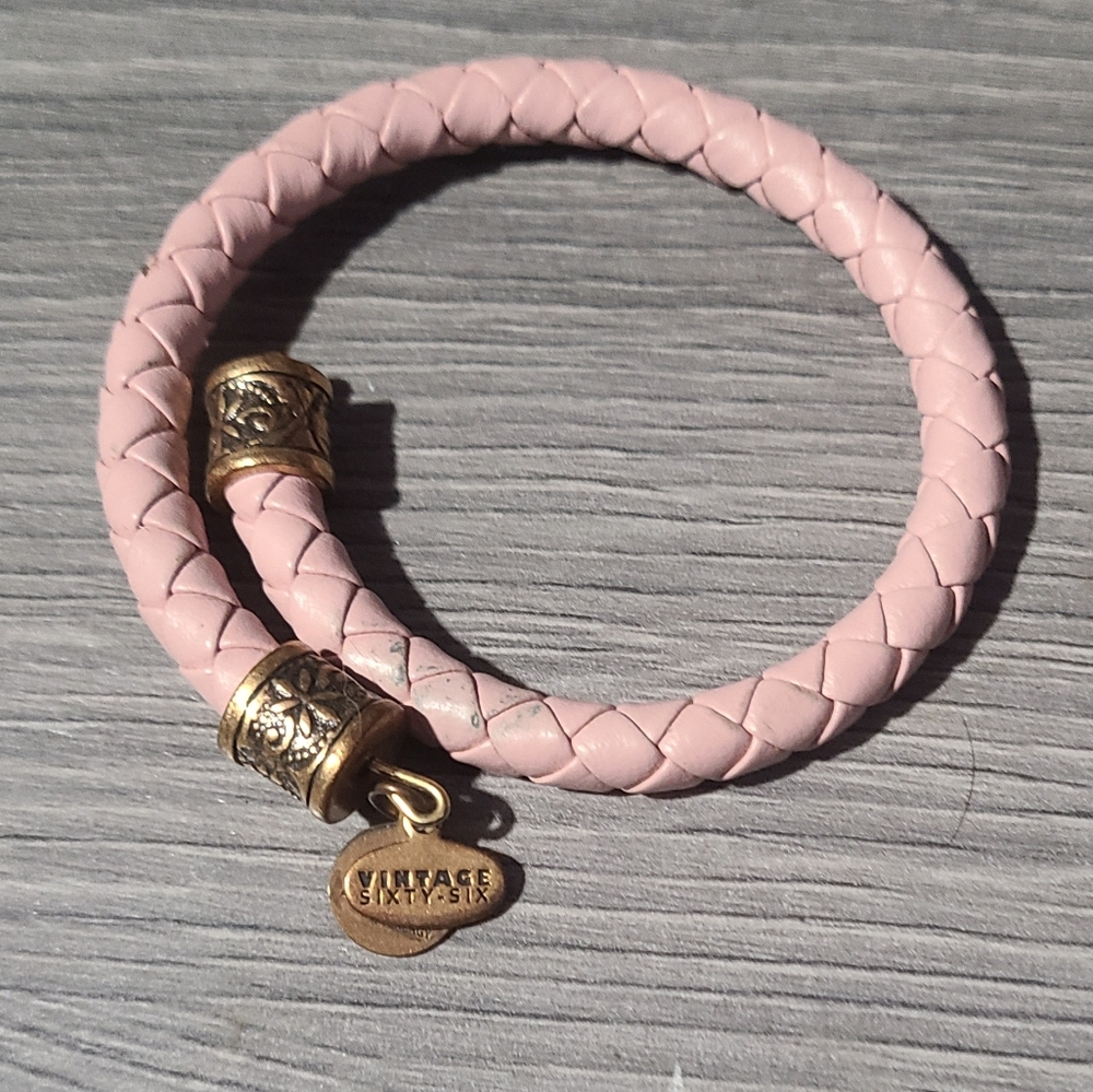 Vintage Pink with Gold decals bracelet